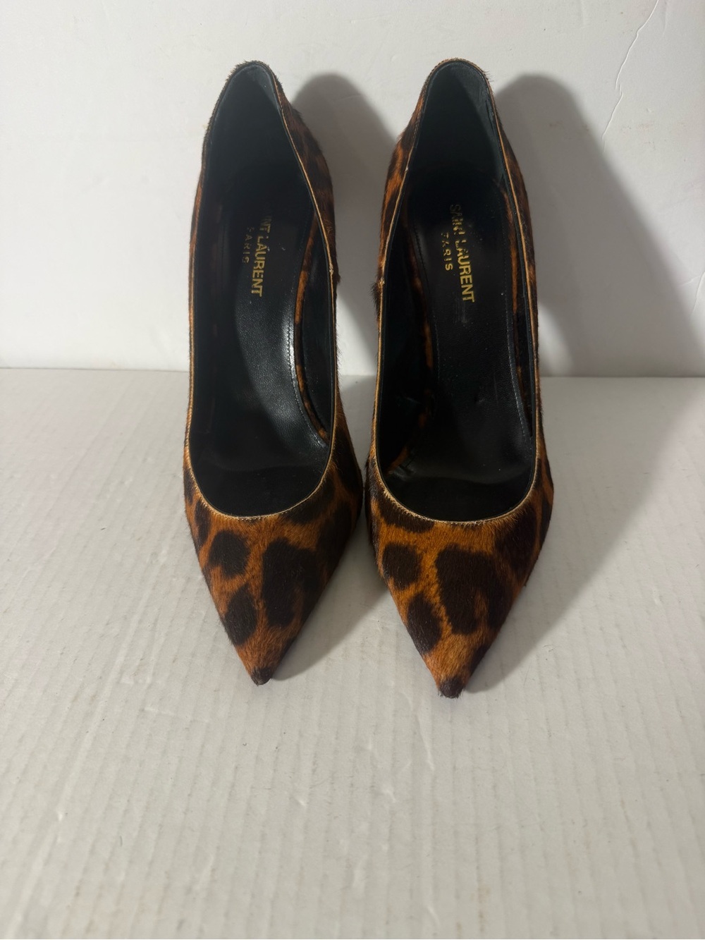 Saint Laurent Leopard-Print Pointed Toe Stiletto Pumps - Brown/Black